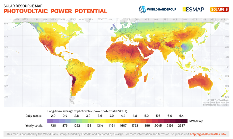 Mapa Mundial del Potencial Solar