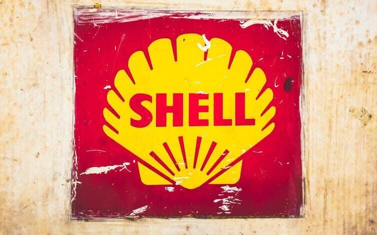 Imagen de estilo retro vintage del logotipo de Shell Oil Company.