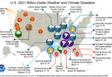 Mapa de los peligros meteorológicos y climáticos más caros de Estados Unidos en 2021