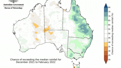 El mapa de Australia muestra un pronóstico de mayor precipitación para la costa este