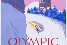 Afiche de la competición de bobsleigh olímpico de Lake Placid.