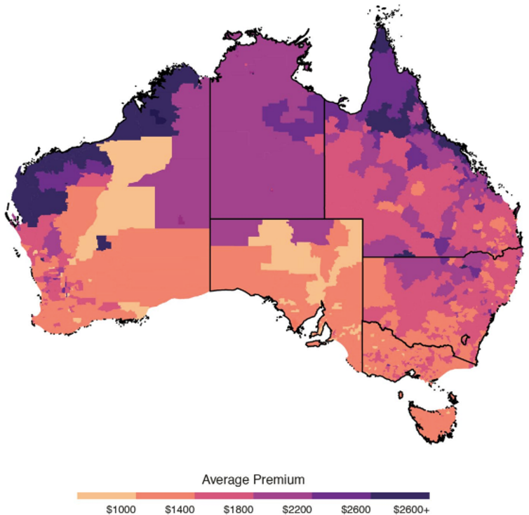 Primas promedio para seguros integrales de hogar y propiedad en Australia 2018-19