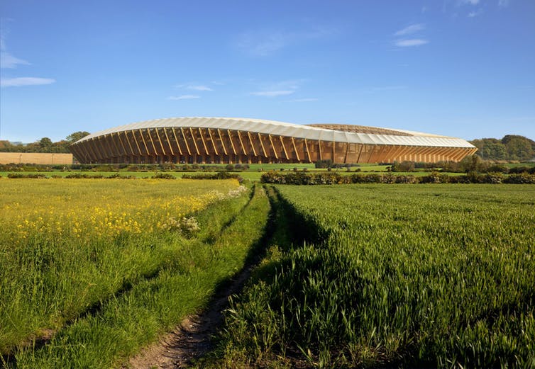 Representación 3D del nuevo estadio propuesto por Forrest Green Rovers FC